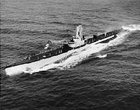 Photo # NH 98360:  USS Besugo underway circa the later 1940s or early 1950s.