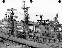 Photo # NH 98692:  USS Oklahoma City during an inclining experiment at San Francisco, California, June 1967