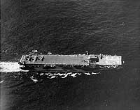 Photo # NH 99120:  USS Makin Island underway near Leyte, November 1944