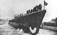 Photo # NH 99125:  Launching of USS Cabrilla, at the Portsmouth Navy Yard, 24 December 1942