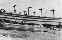 Photo #  NH 99341:  Moran Co. Barge # 66 under construction at Tottenville, N.Y., 1918