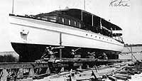 Photo #  NH 99499:  Motor boat Owaissa hauled out of the water, prior to World War I