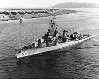 Photo # NH 103219:  USS Robinson steaming into San Diego Harbor, circa mid-1953