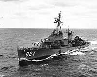 Photo # NH 103379:  USS Basilone underway at sea, circa the later 1950s or early 1960s.