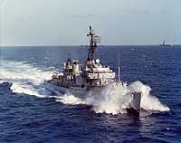 Photo # NH 103508-KN:  USS Rowan underway in the western Pacific, circa early 1965