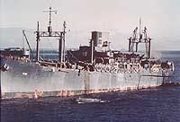 Photo # 80-G-K-556:  USS President Adams just prior to the Guadalcanal-Tulagi invasion, 1942