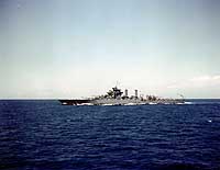 Photo # 80-G-K-571:  USS West Virginia underway off Pearl Harbor on 30 April 1943, en route to the west coast for reconstruction.