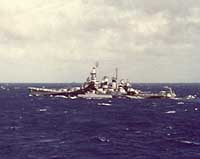 Photo # 80-G-K-1794 (cropped):  USS North Carolina wearing her initial version of Camouflage Measure 32, Design 18D, June 1944.