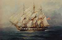 Photo # KN-4783:  Continental frigate Boston.  Painting by Rod Claudius, 1962