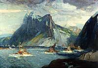 Photo # KN 10857:  Great White Fleet battleships in the Straits of Magellan, 1 February 1908