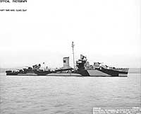 Photo # 19-N-65309:  USS Bagley off the Mare Island Navy Yard, 28 April 1944
