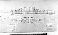Photo # S-511-6:  Preliminary design plan for 'CA-2D', a 38,700 ton cruiser with twelve 12-inch guns, 18 January 1940