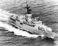 Photo # USN 1160984:  USS Trippe underway after being fitted with enlarged helicopter facilities