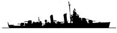 Silhouette of a Gleaves-class destroyer, of the same general type as USS Forrest.