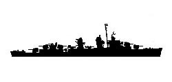 Silhouette of a later-type Fletcher class destroyer, like USS Conner (DD-582)