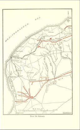 Map: The advance to Beda Fomm and Benghazi: dusk 5th February 1941