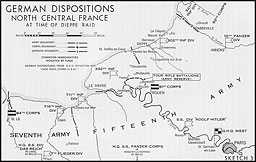 Sketch 3: German Dispositions, North Central France, at Time of Dieppe Raid