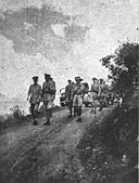 The Duke of Aosta leaving Amba Alagi with British generals and staff officers after his surrender