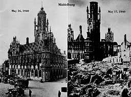Middleburg, before and after the German bombing.