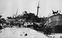 AXIS SHIPPING AT TRIPOLI WRECKED BY BRITISH BOMBING, JANUARY 1942