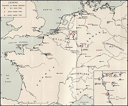 Map: PRINCIPAL TARGETS ATTACKED BY BOMBER COMMAND, 1942--1943