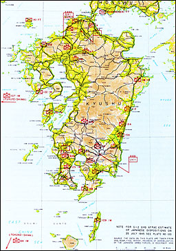 Plate No. 120, Japanese Ground Dispositions on Kyushu, 18 August 1945