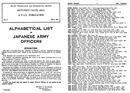 Alphabetical List of Japanese Army Officers