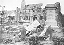 Shelled Church in Sainteny, World War I memorial in foreground