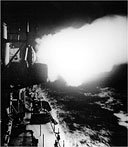 U.S. NAVY DESTROYER IN ACTION against an enemy destroyer force off Vella Lavella