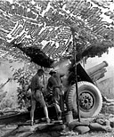 155-MM. HOWITZER M1918 on carriage M1918A3 in firing position on Arundel