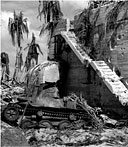CAPTURED JAPANESE COMMAND POST with enemy tank in foreground