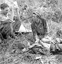 U.S. CASUALTY RECEIVING PLASMA at the front lines near Damortis
