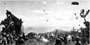 U.S. PARATROOPERS LANDING ON CORREGIDOR during the invasion of the island