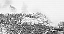Marines occupy ridge in the Umurbrogol shrouded by smoke from aerial bombing and artillery fire