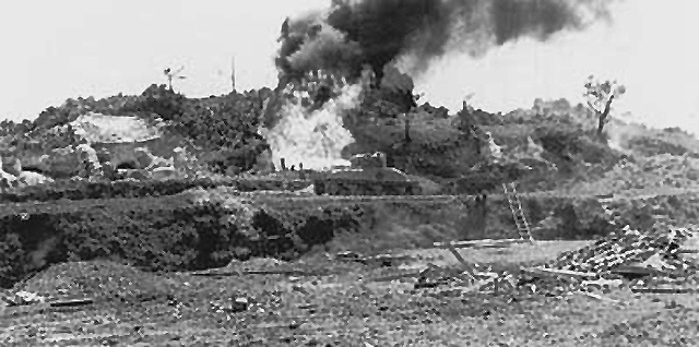 Sherman Flamethrower tank at Okinawa