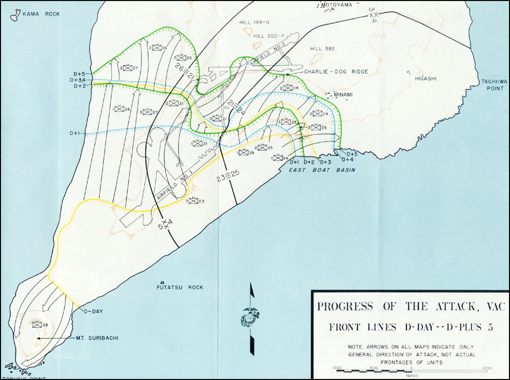 iwo jima battle map