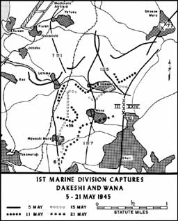 Map 14: 1st Marine Division Captures Dakeshi and Wana, 5-21 May 1945