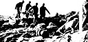 Figure 103.--Marine stretcher bearers carrying the wounded into a foxhole for first aid.