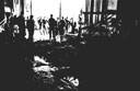 Figure 115.--Hangar deck, U.S.S. Bunker Hill--264 men were wounded and 392 killed when hit by two kamikazes.