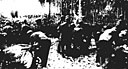 Figure 72.--First aid for wounded marines at a frontline battle dressing station in the Solomons.