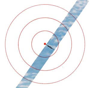 Twin engine fighter in ring sight