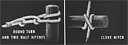 Figure 5-11. Round turn and two half hitches, and a clove hitch.