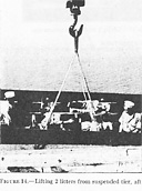 Figure 14.--Liftingn 2 litters from suspended tier, aft.