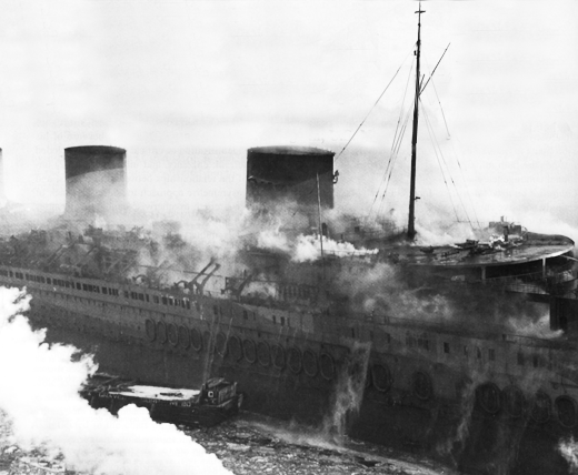 Image result for ss normandie on fire