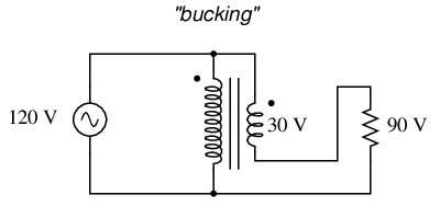 In Figure Below The Secondary Coils Polarity Is Oriented So That Its Voltage Directly Subtracts From The Primary Voltage