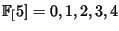 $ \FF[5]={0, 1, 2, 3, 4}$