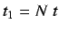 $ \displaystyle t_{N,p}=t_s+ \left\lceil \frac{N}{p}\right\rceil (t+t_0)$